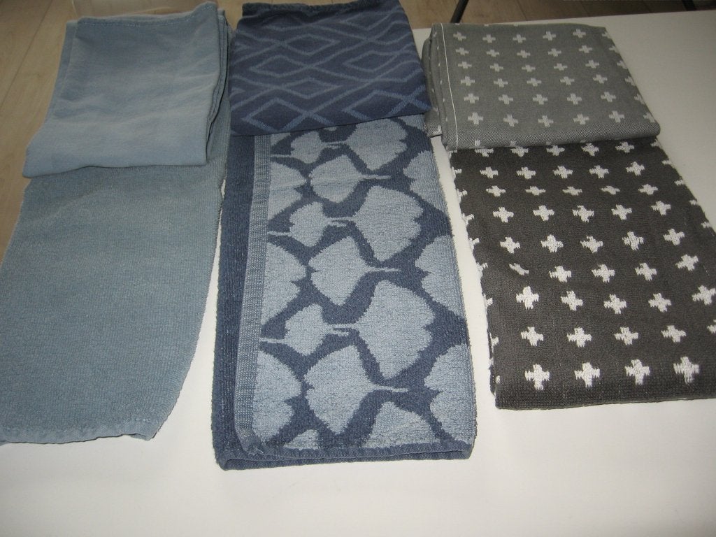 6 stuks theedoeken keuken doeken €10.00 Blauw/grijze tinten, Ophalen of Verzenden, Nieuw, Blauw