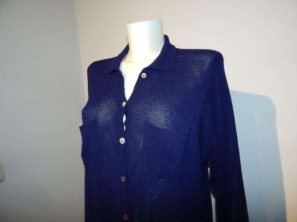Sarah Pacini vintage vest breisel knopen borstzak One size, Blauw, Sarah Pacini, Maat 42/44 (L), Ophalen of Verzenden