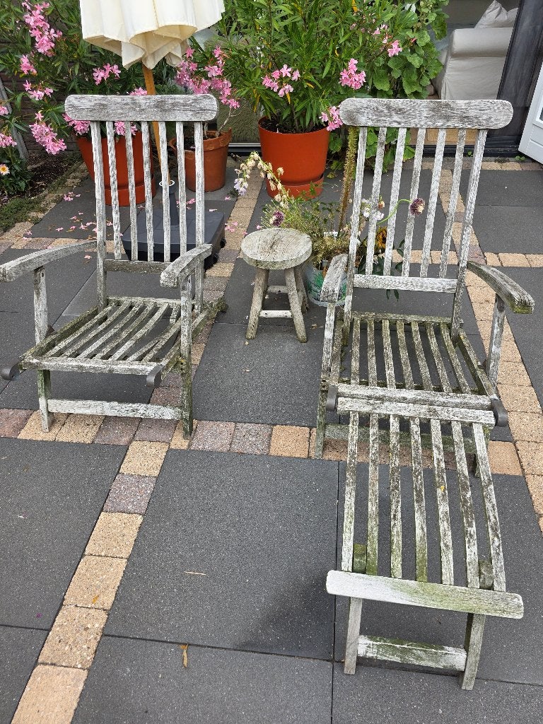 Deckchairs, Tuin en Terras, Ophalen, Gebruikt, Hout, Inklapbaar