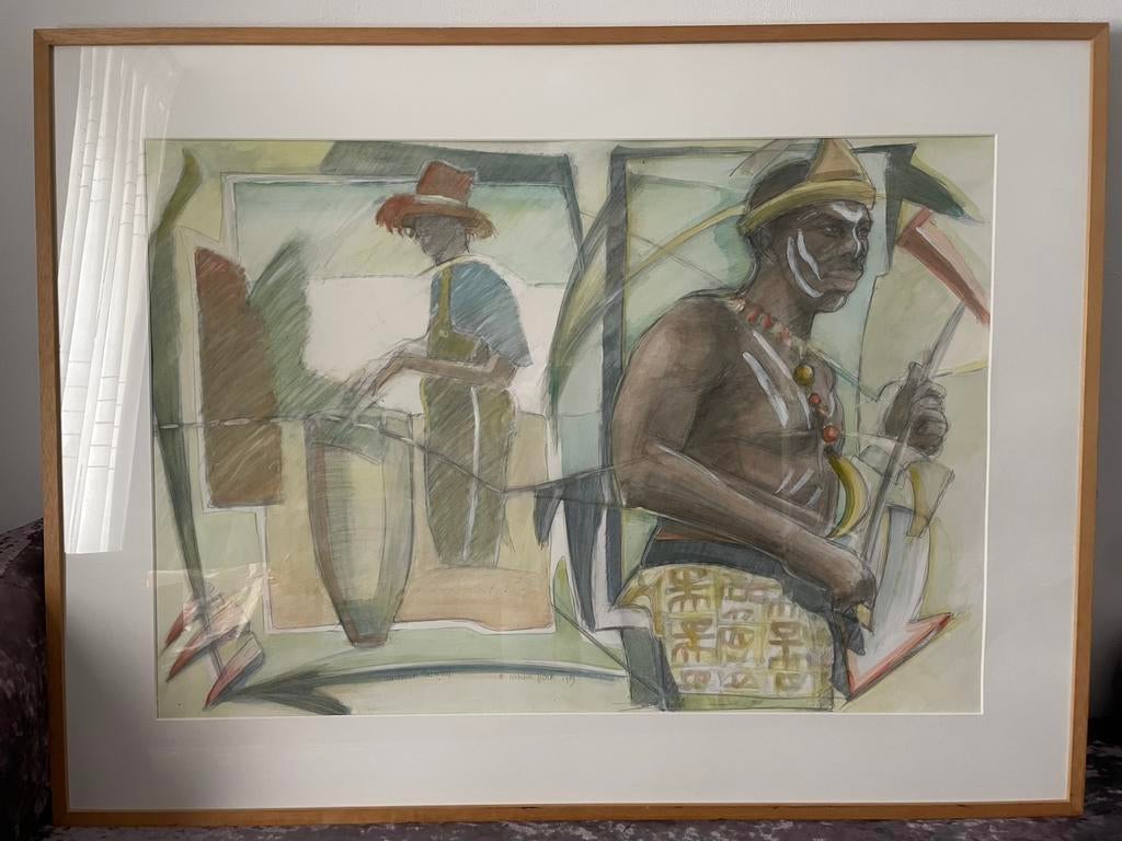 Uniek Aquarel Schilderij Marlies Vonk- Caribbean Carnival, Antiek en Kunst, Ophalen