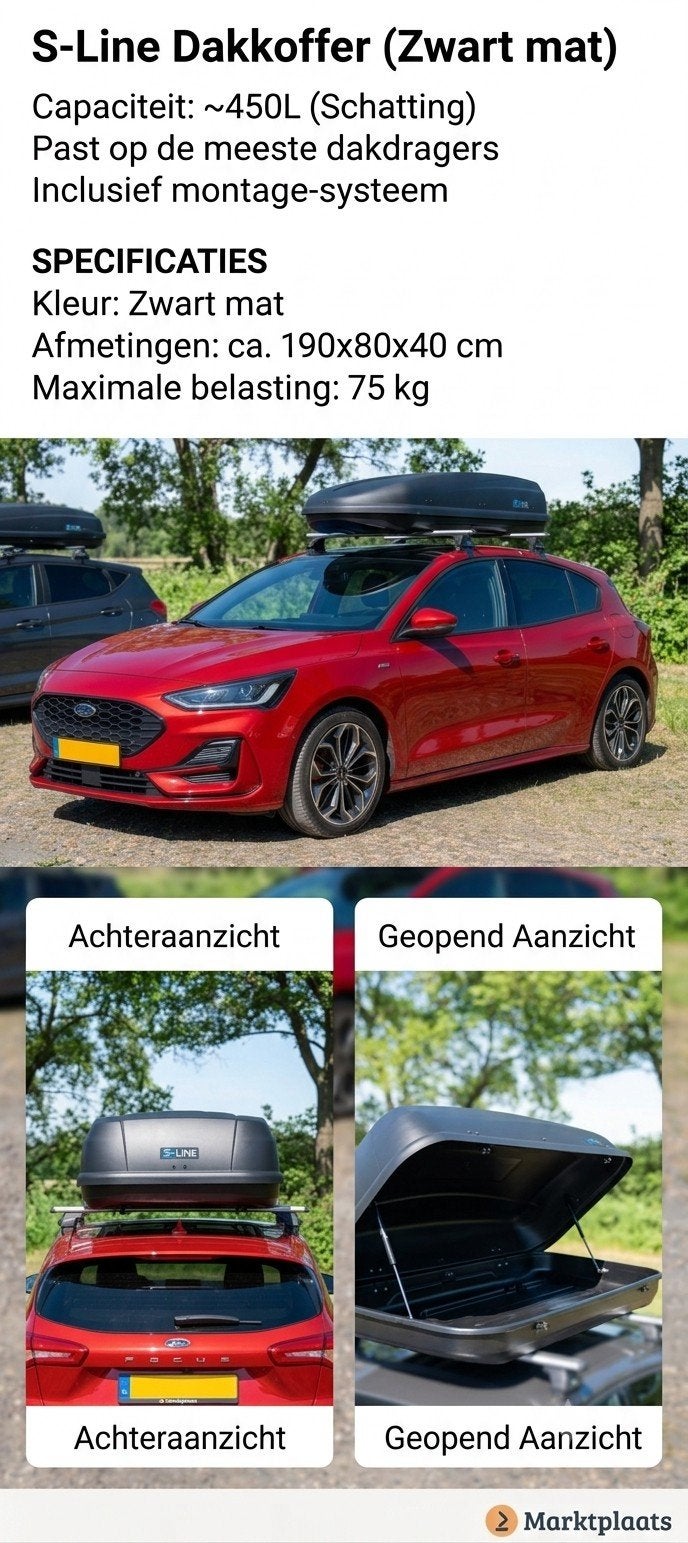 Dakkoffer 430 liter incl. Materialen voor bevestigen, Auto diversen, Dakkoffers, Ophalen