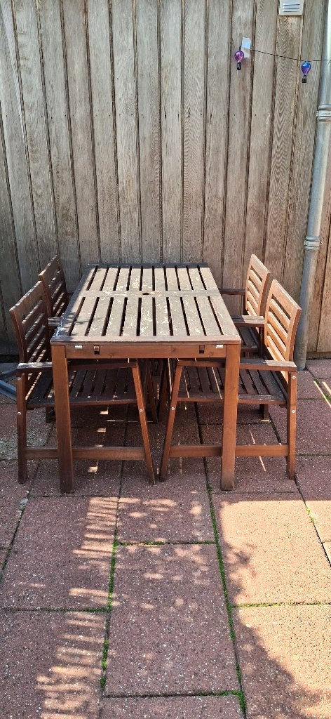 Hardhouten tuinset, Ophalen, Gebruikt, Hardhout, 6 zitplaatsen