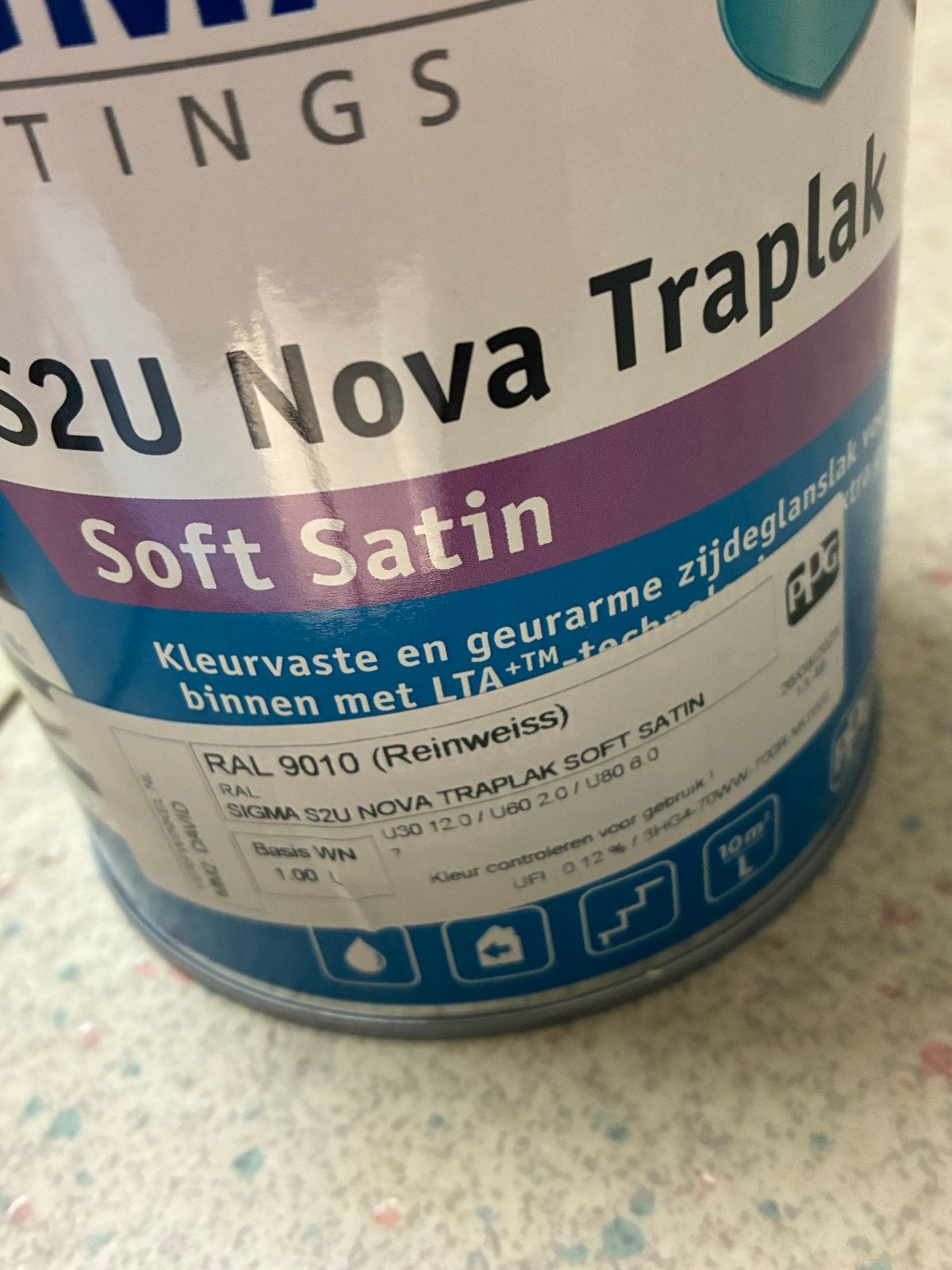 Sigma S2U Nova Traplak Soft Satin RAL 9010 Reinweiss 1L, Ophalen of Verzenden, Nieuw, Overige typen