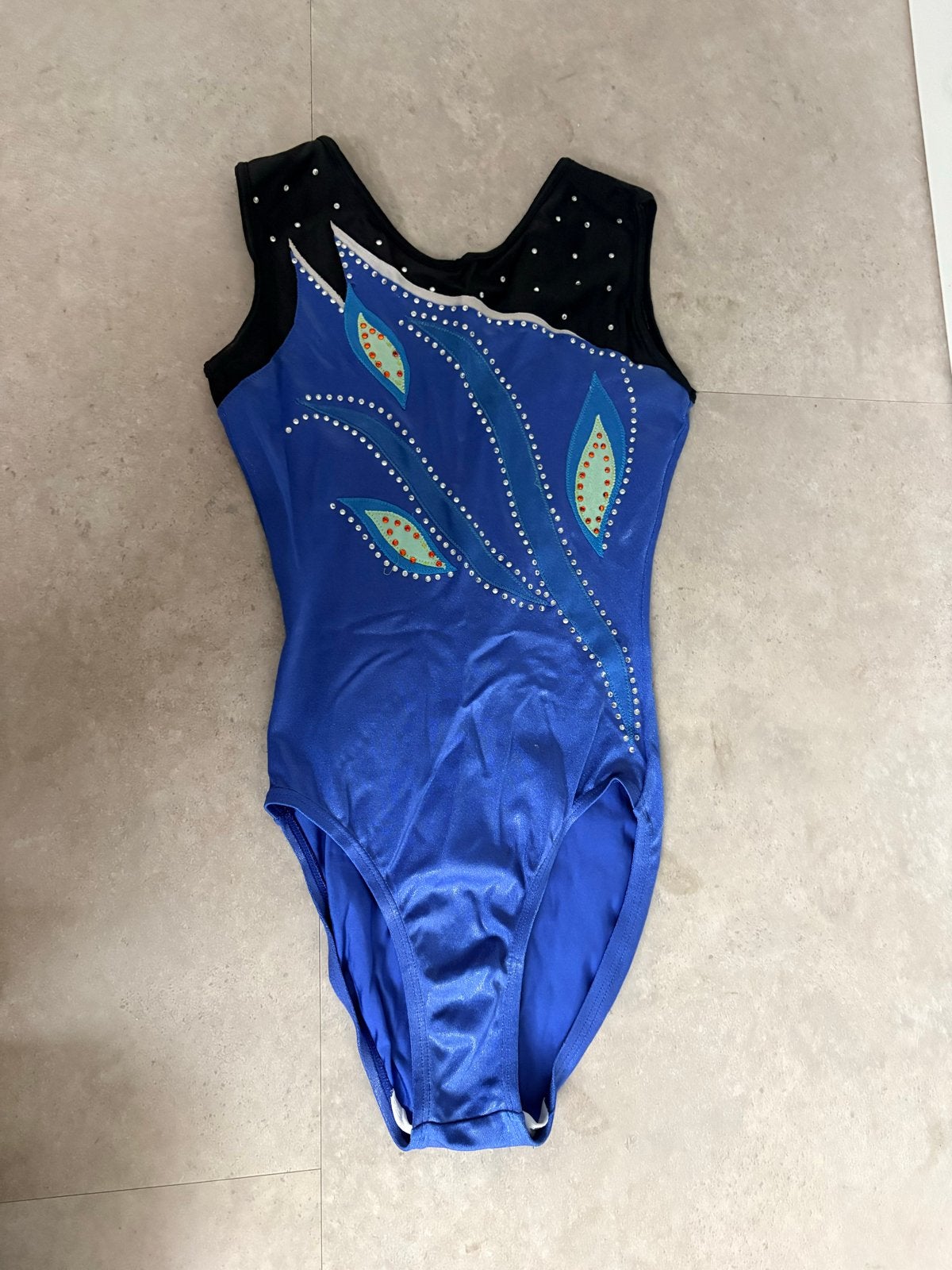 Turnpakje maat AME - Blauw met Zwart en Strass, Kleding | Dames, Blauw, Overige typen, Ophalen of Verzenden, Maat 36 (S)