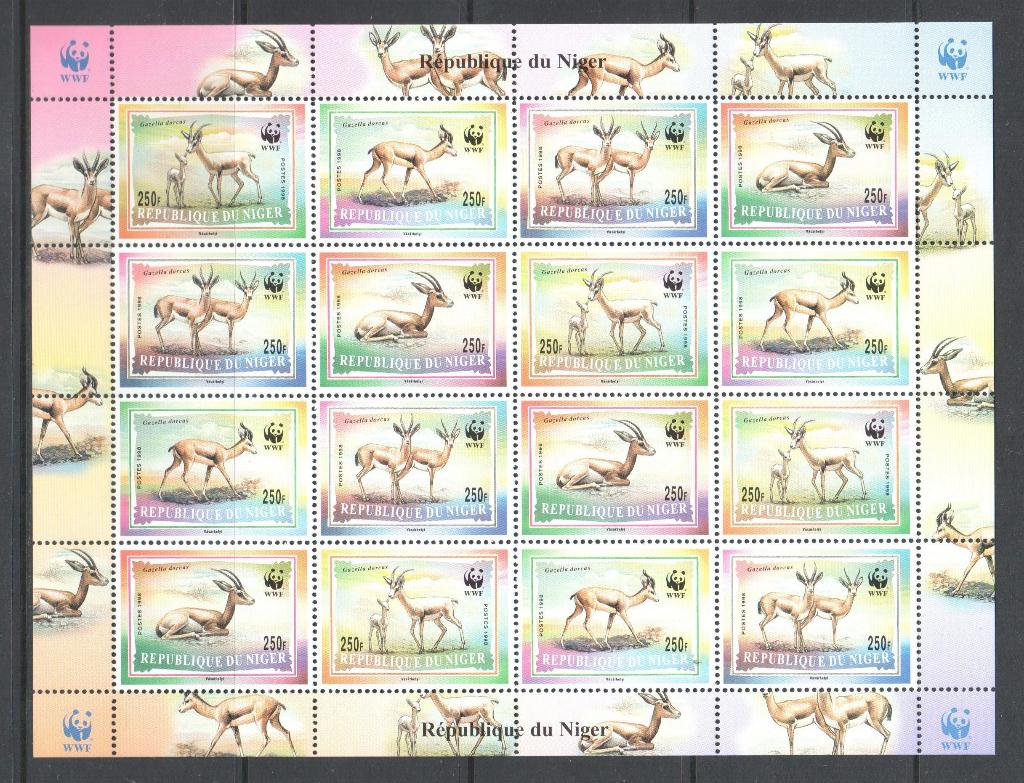 WWF postzegelvel van de  Dorcasgazelle, Ophalen of Verzenden, Postfris, Dier of Natuur