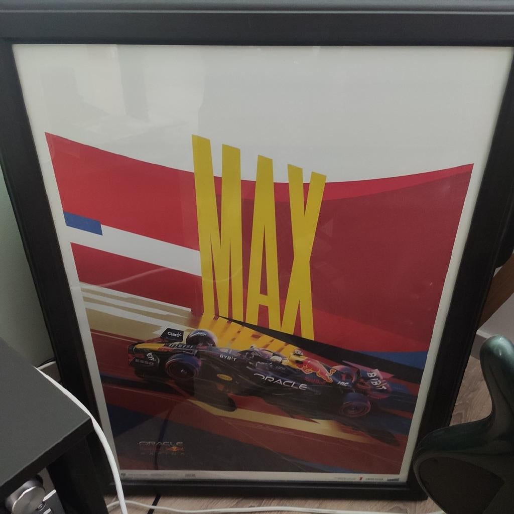 Poster Max Verstappen met lijst F1 red bull, Ophalen, Zo goed als nieuw
