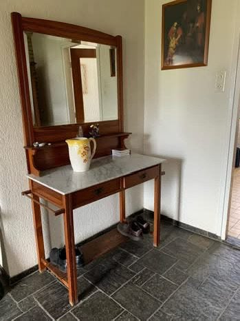 Antieke wastafel, commode met geslepen spiegel, Antiek en Kunst, Ophalen