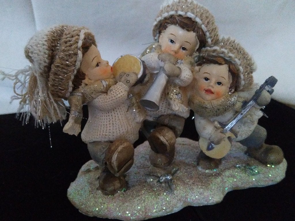 Peuter-orkest 14x 7 cm, met wollen muts en sjaal en glitters, Diversen, Kerst, Ophalen of Verzenden, Zo goed als nieuw