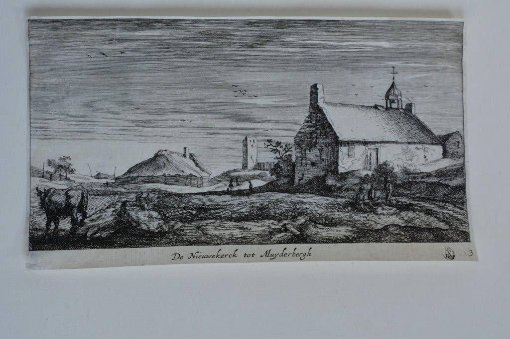 MUIDERBERG ETS GEERTRUYDT ROGHMAN Anno 1645 ZEER ZELDZAAM M2, Antiek en Kunst, Stadsgezicht, 22 cm, 1600 - 1699, Origineel