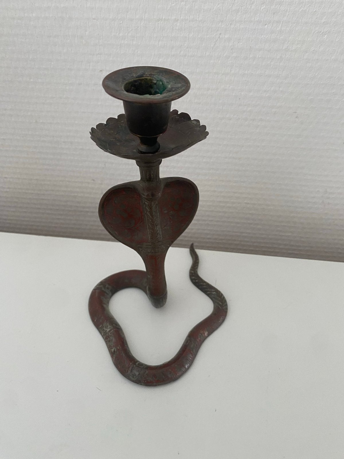 Vintage Cobra Kandelaar van Koper, Ophalen of Verzenden, Koper of Brons