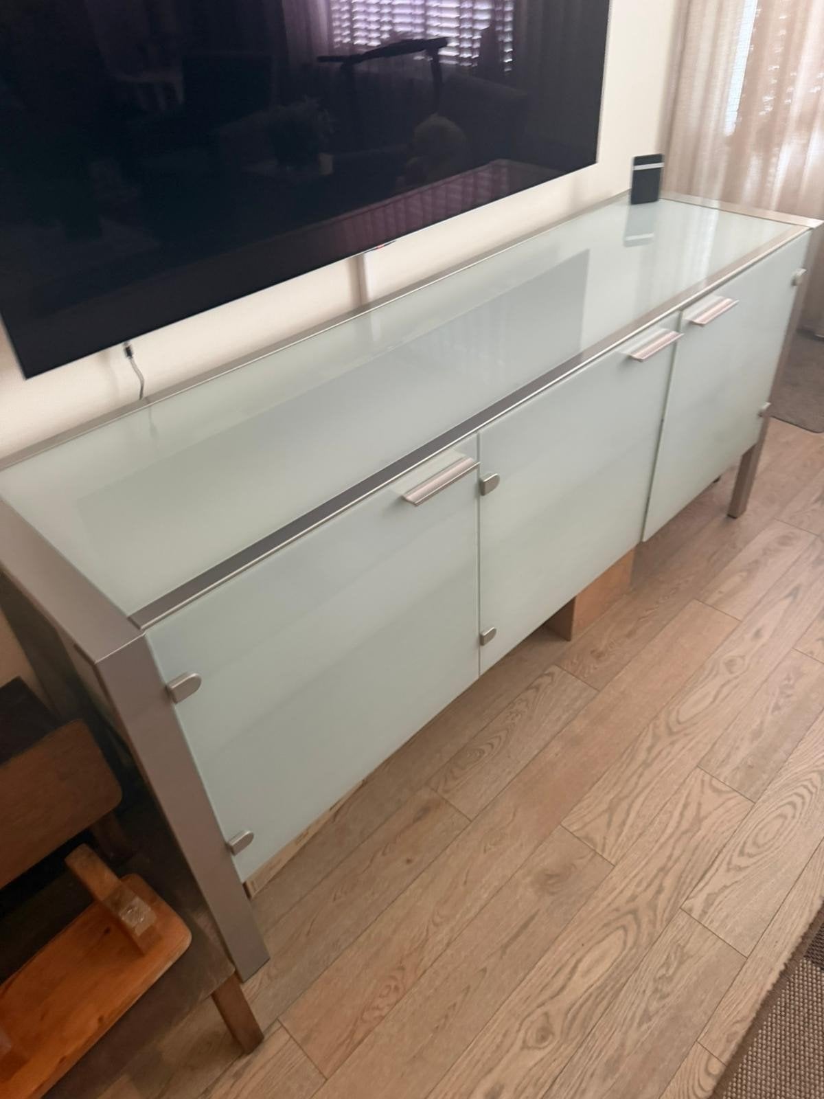 Glazen TV Meubel - Modern en Ruim (183x84x50 cm), Ophalen, Gebruikt, 150 tot 200 cm, Glas