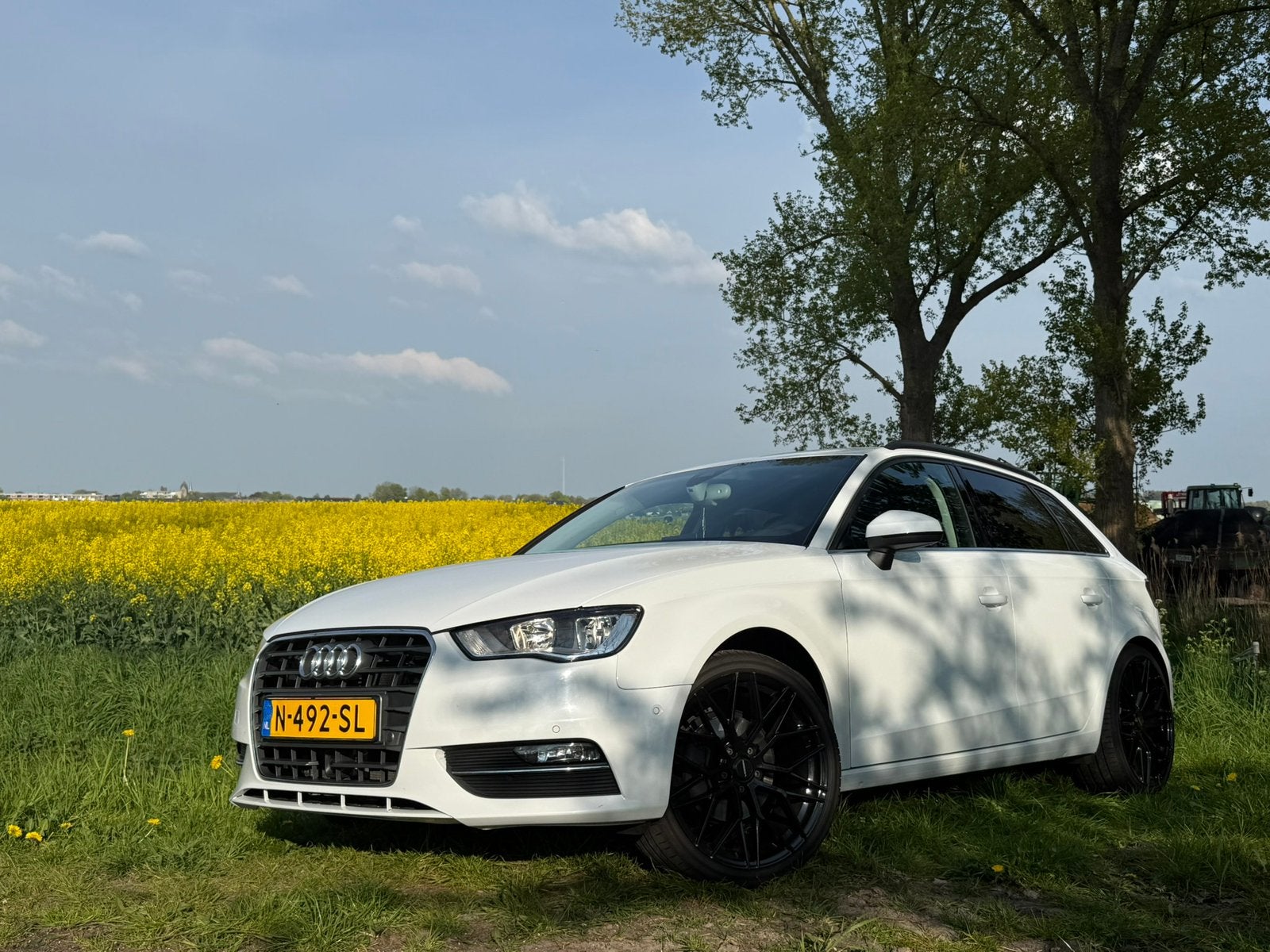 Audi A3 1.4 Tfsi COD Sportback S-tronic 2014 Wit, Auto's, 4 cilinders, 1210 kg, Leder en Stof, Wit