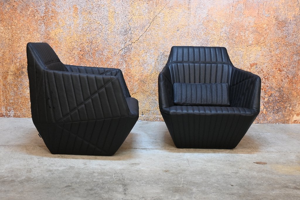 NIEUWbeklede unieke Ligne Roset Facet design fauteuils, Ligne Roset, 75 tot 100 cm, Ophalen of Verzenden, Zo goed als nieuw