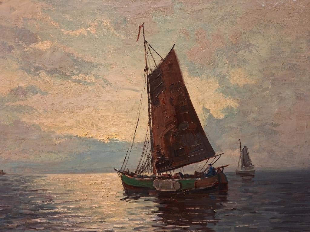 Schilderij Bomschuit op Zee - Herman Openneer, Ophalen of Verzenden