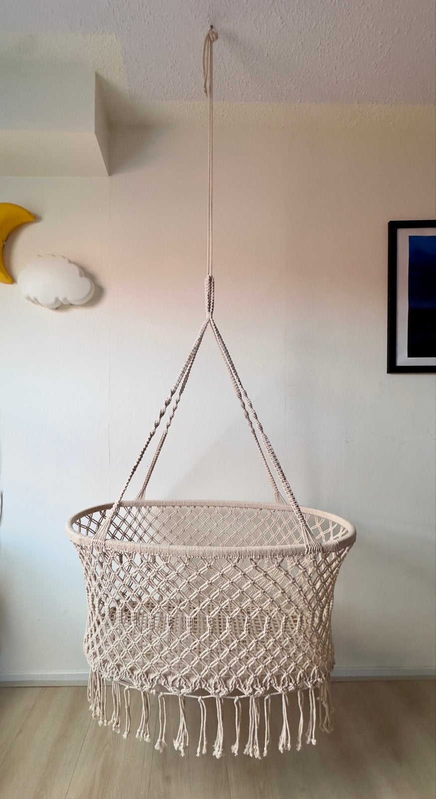 Macramé Hangwieg - Handgemaakt en Stijlvol, Ophalen of Verzenden, Zo goed als nieuw, Wieg