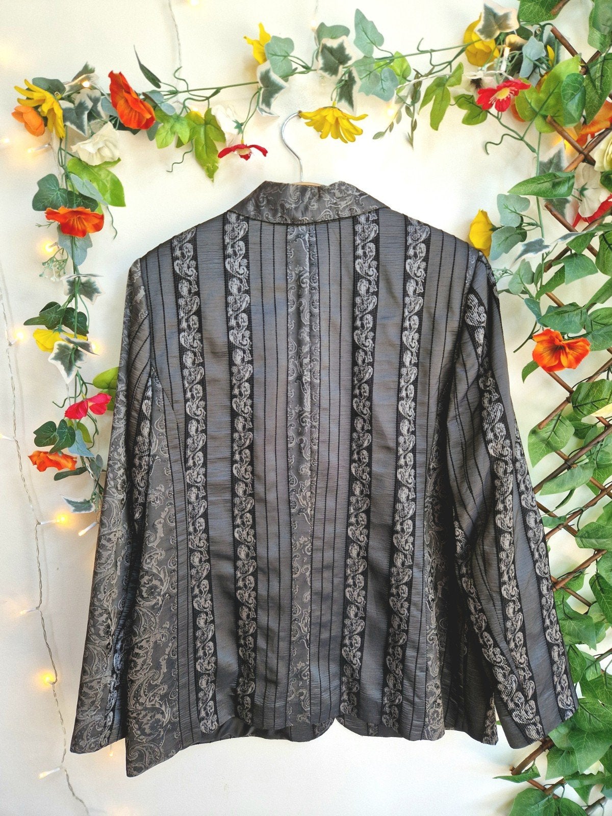Elegante vintage gothic paisley print blazer, Zwart, Maat 46/48 (XL) of groter, Ophalen of Verzenden, Zo goed als nieuw