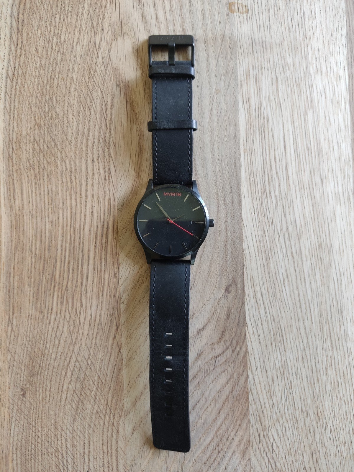 MVMT Zwart Horloge heren  |Origineel bandje |nieuwe batterij, Overige merken, Staal, Polshorloge, Ophalen of Verzenden
