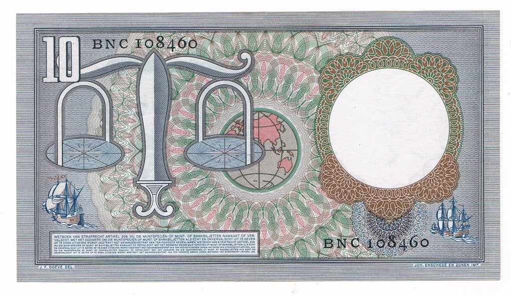 10 gulden 23 maart 1953 Hugo de Groot Replacement, Verzenden, 10 gulden, Los biljet