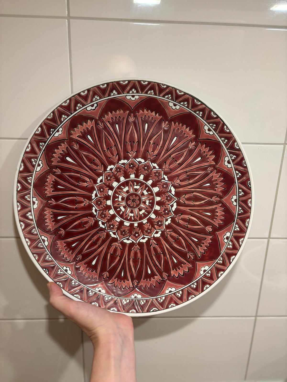 Handgemaakt zeldzaam groot Keramiek Wandbord Lindos Keramik, Antiek en Kunst, Ophalen of Verzenden