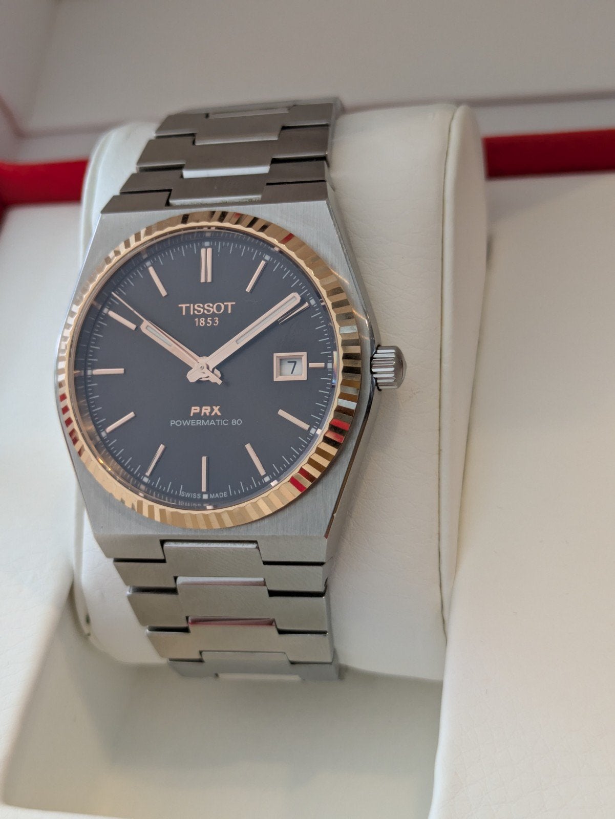 Tissot PRX 40mm 18k Powermatic 80, Sieraden, Tassen en Uiterlijk, Ophalen of Verzenden, Zo goed als nieuw, Staal, Overige merken