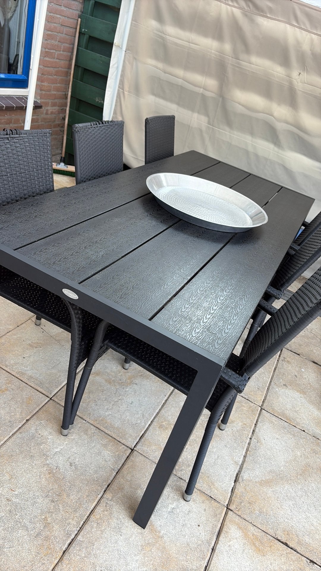Tuintafel zwart excl stoelen, Tuin en Terras, Ophalen, Zo goed als nieuw