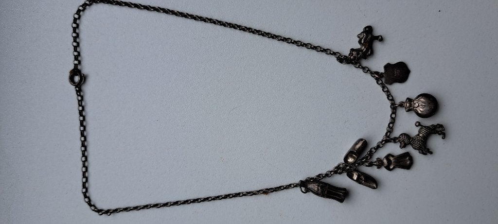 ZILVEREN BEDELKETTING  47 CM., Ophalen of Verzenden, Zilver, Zilver