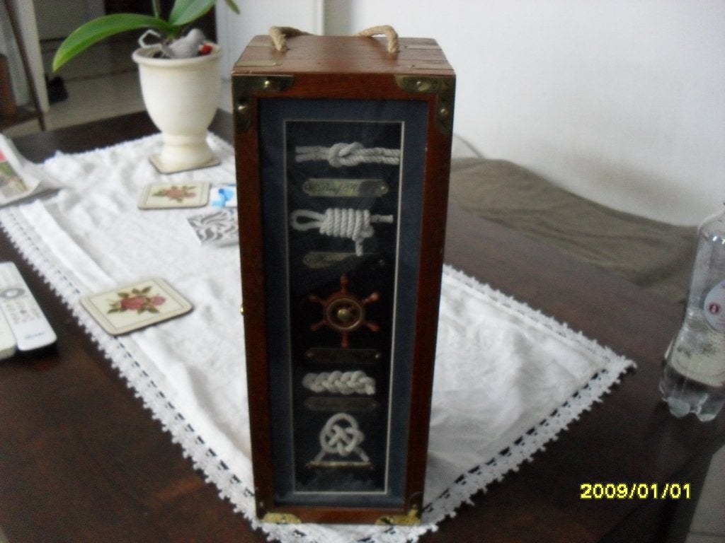 Decoratieve Wijnkist met Maritieme Knopen Display, Minder dan 50 cm, Gebruikt, Minder dan 50 cm, 5 – 50