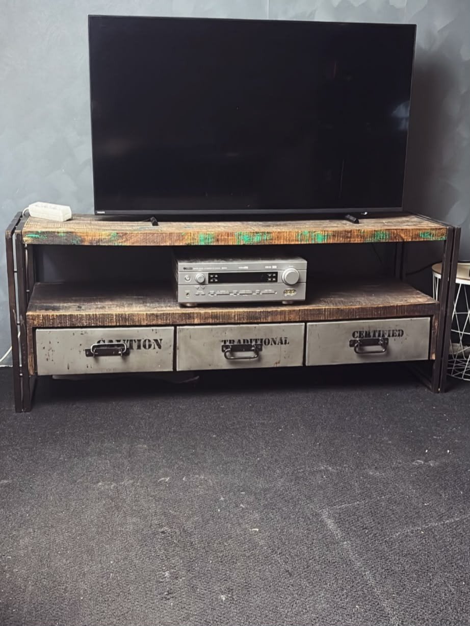 Mooi industrieel tv meubel, Ophalen, Gebruikt