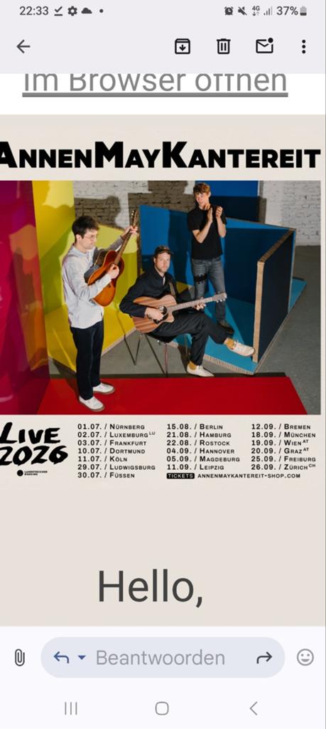 1 staplaats ticket Annenmaykantereit 21-08-2026 Hamburg
