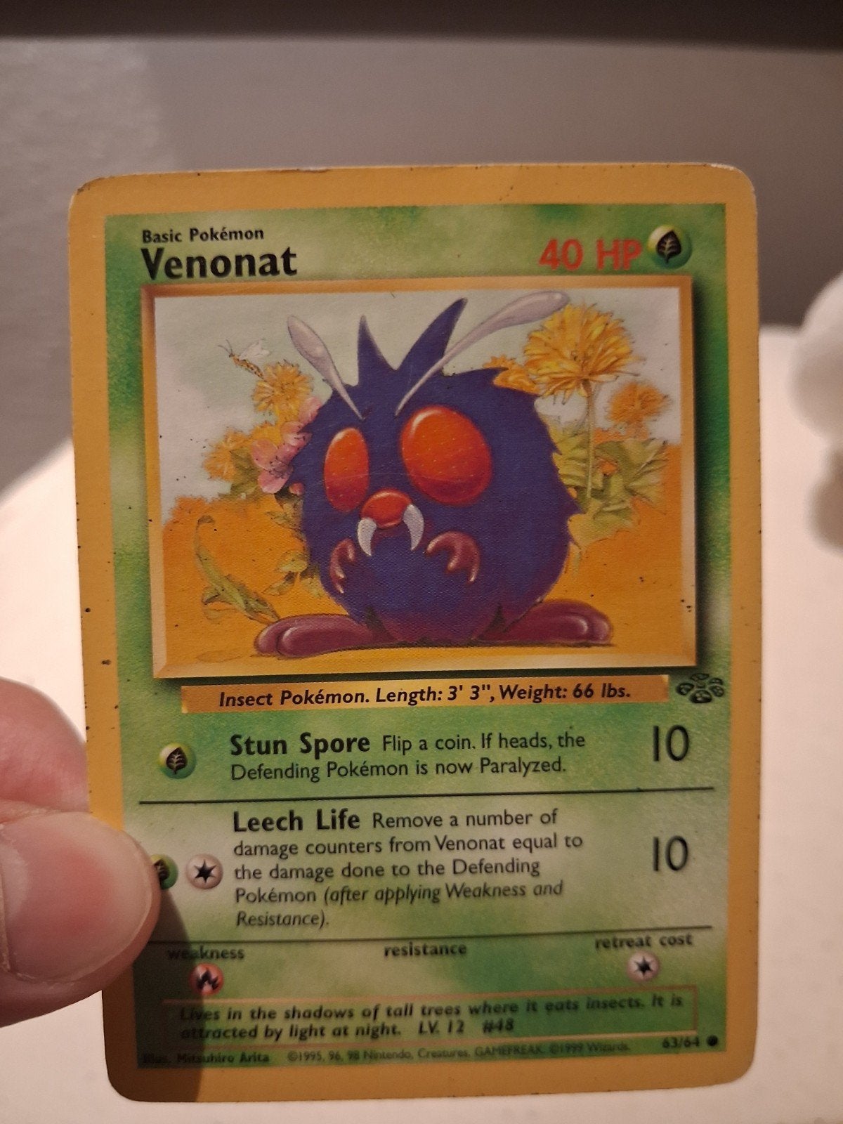 Pokémon Venonat Kaart (Basis Set), Ophalen of Verzenden, Gebruikt, Losse kaart