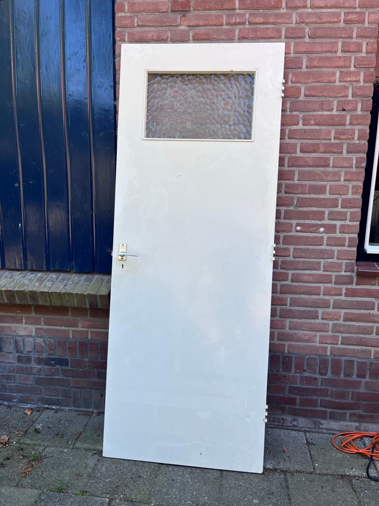 Gebruikte binnendeur met glas 78x201,5 cm, stomp, Ophalen, Gebruikt, 80 tot 100 cm, Binnendeur