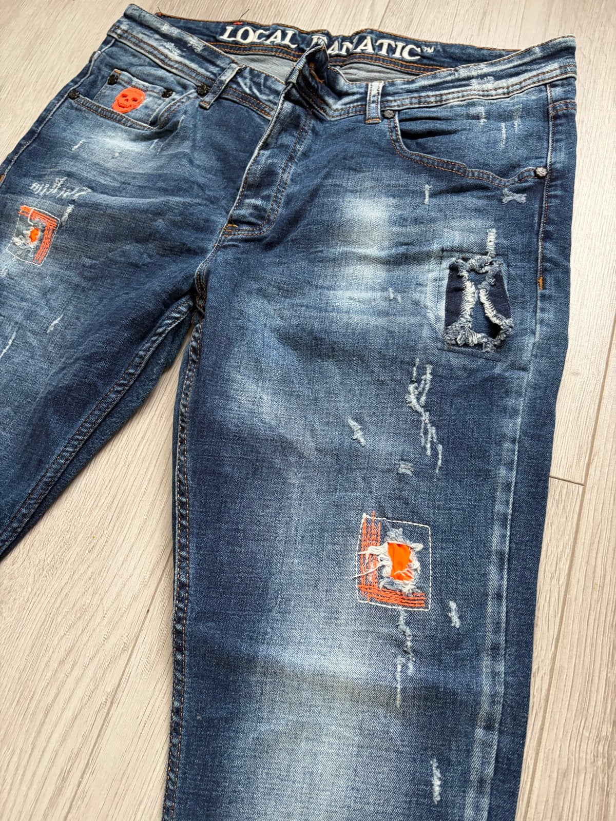 Local Fanatic Slim-Fit Jeans W34 - Zo goed als nieuw, Kleding | Heren, Ophalen of Verzenden, Zo goed als nieuw, Blauw, W33 - W34 (confectie 48/50)