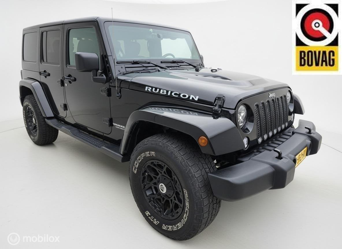 UNIEK Jeep Wrangler Unlimited 3.6 Rubicon X 2014 AUT/LEDER!, Auto's, Jeep, Euro 5, 450 kg, Gebruikt, Zwart