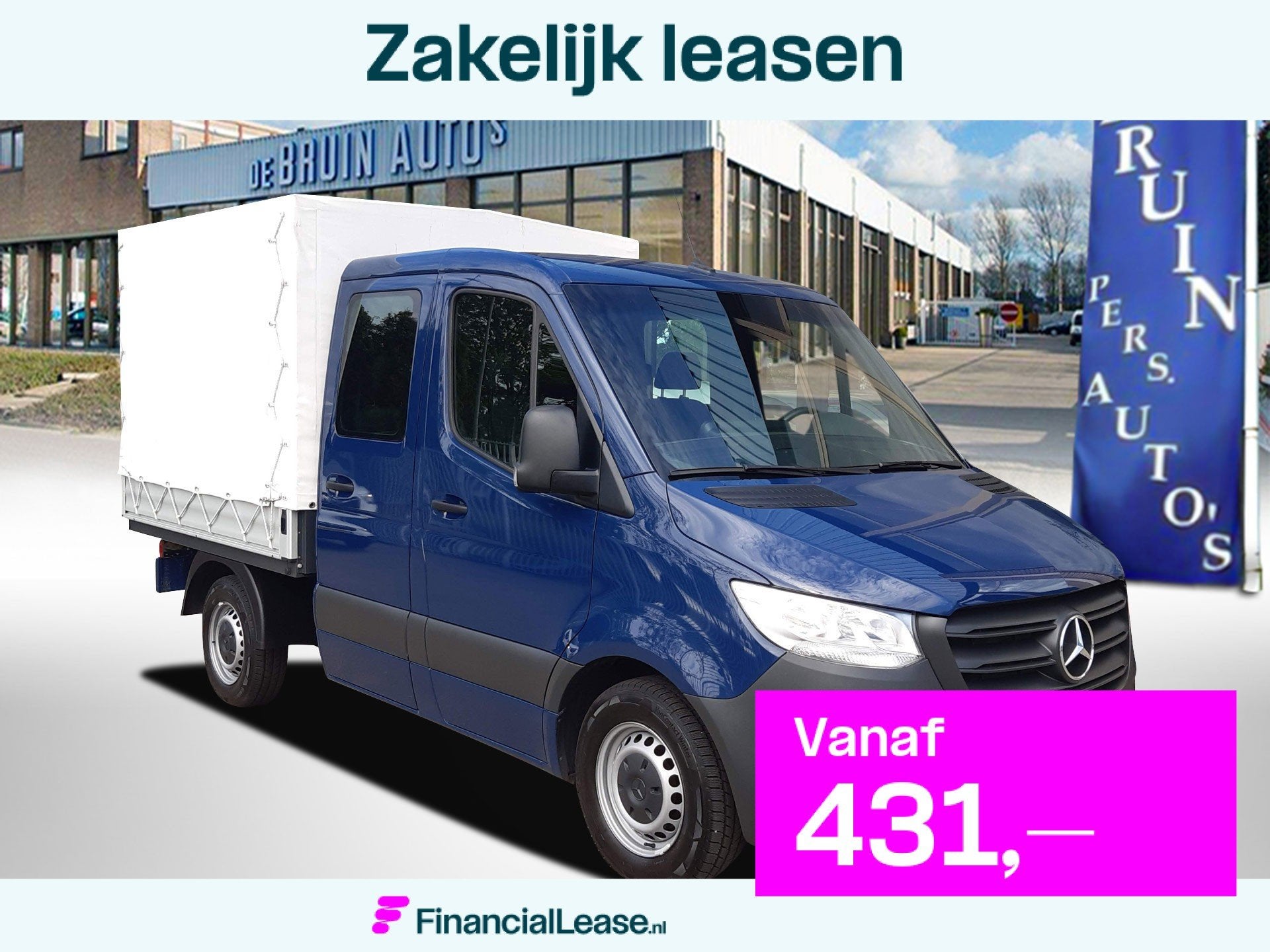Mercedes-Benz Sprinter Pick-up 150Pk CDI Dubbel Cabine 6-per, Automaat, Gebruikt, 4 cilinders, Blauw