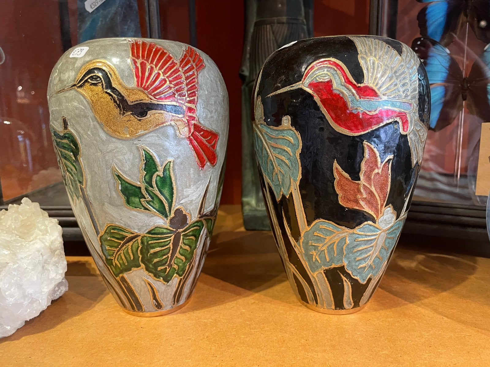 Decoratieve vaas met vogel- en bloemmotief, Ophalen of Verzenden