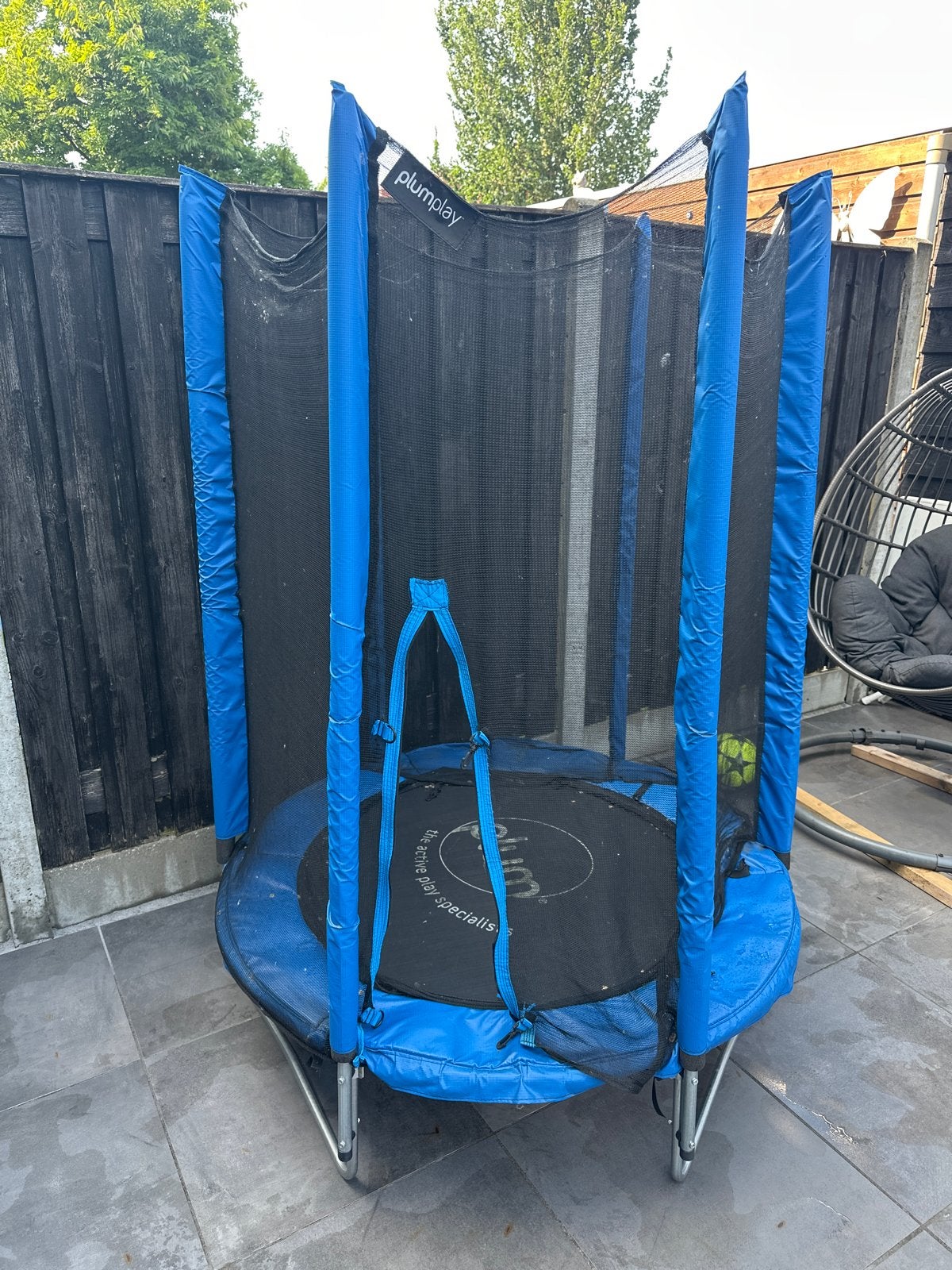 Plumplay Trampoline met Veiligheidsnet - Blauw, Kinderen en Baby's, Speelgoed | Buiten | Trampolines, Ophalen of Verzenden, Gebruikt