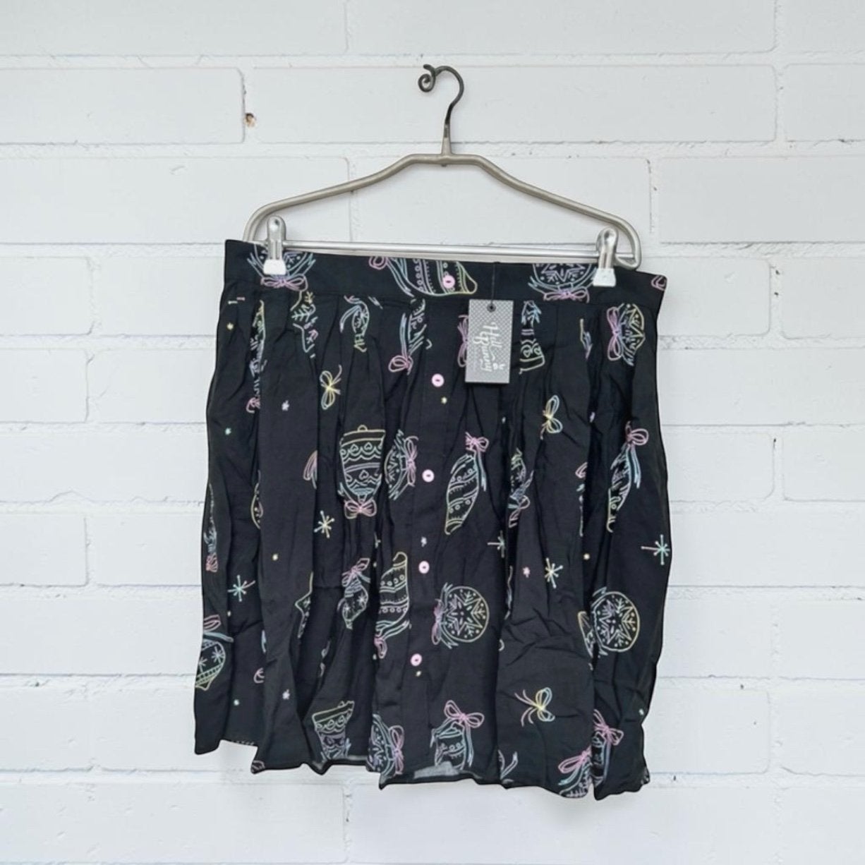 NWT Hell Bunny Rok Maat 2XL Zwart Merry Mini Kerst, Verzenden, Zwart, Maat 46/48 (XL) of groter, Hb