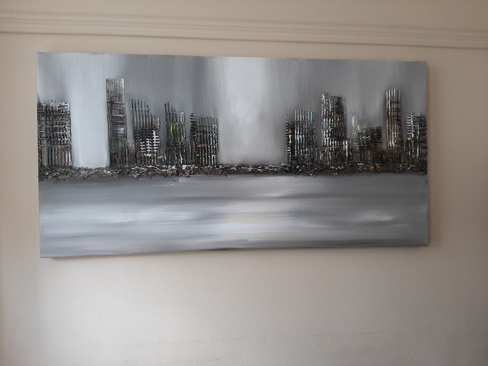 Modern Schilderij 'Skyline' van Genady, 70x140 cm, Ophalen