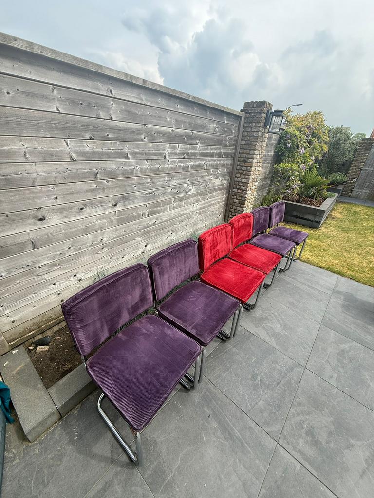 6 Zuiver Ridge Rib Ribstof Stoelen, Ophalen, Gebruikt, Stof, Vijf, Zes of meer stoelen
