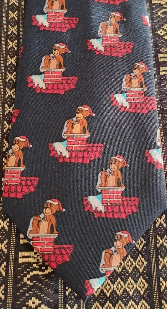 Kerst stropdas beer op de schoorsteen stropdas, Ophalen of Verzenden, Nieuw