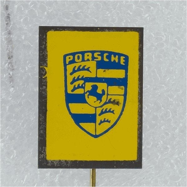 SP1406 Speldje Porsche blauw op geel, Ophalen of Verzenden, Gebruikt, Transport