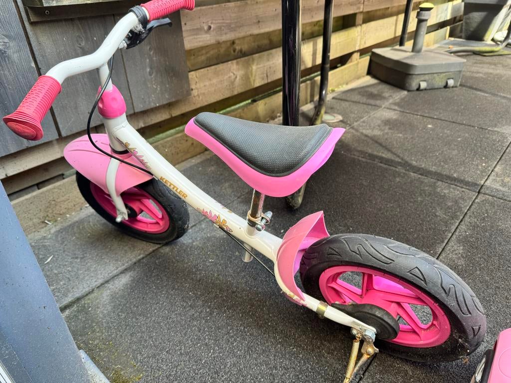 Kettler loopfiets 12 inch met voorrem - Roze, Ophalen, Gebruikt, Loopfiets