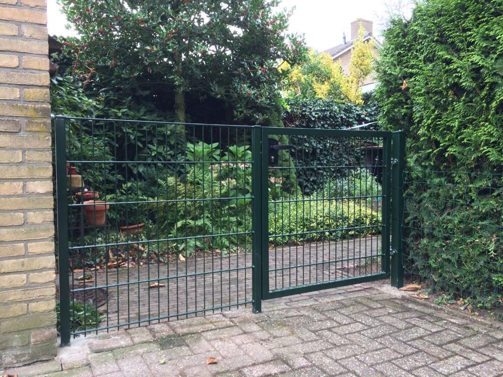 10 meter dubbelstaafmat Groen 120cm hoog + B-keus poort, Met poort, Nieuw, Dubbelstaafmat hekwerk, Ophalen of Verzenden