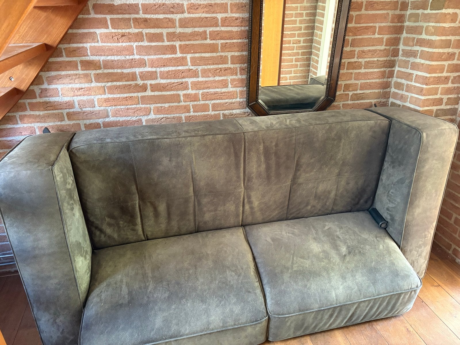 Donkergroene 2-zits bank, Ophalen, Gebruikt, Tweepersoons, 75 tot 100 cm