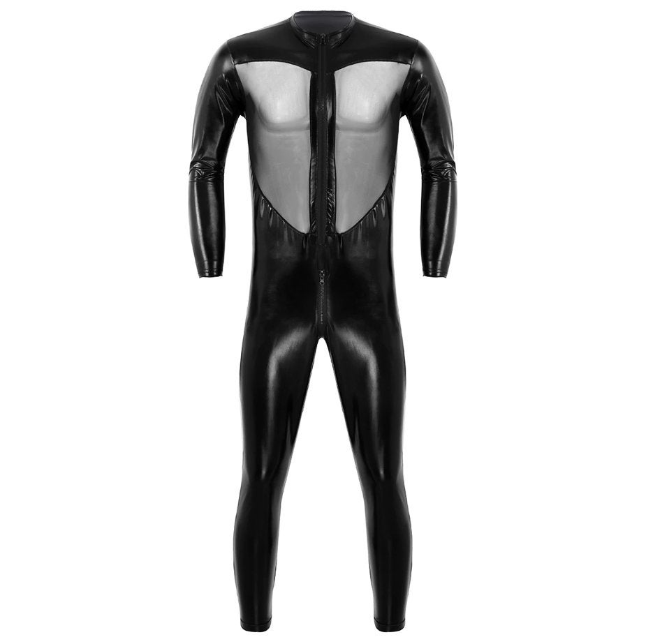Heren catsuit doorzichtig / sexy jumpsuit wetlook leren pvc, Kleding | Heren, Verzenden, Overige maten, Accessoires, Overige thema's