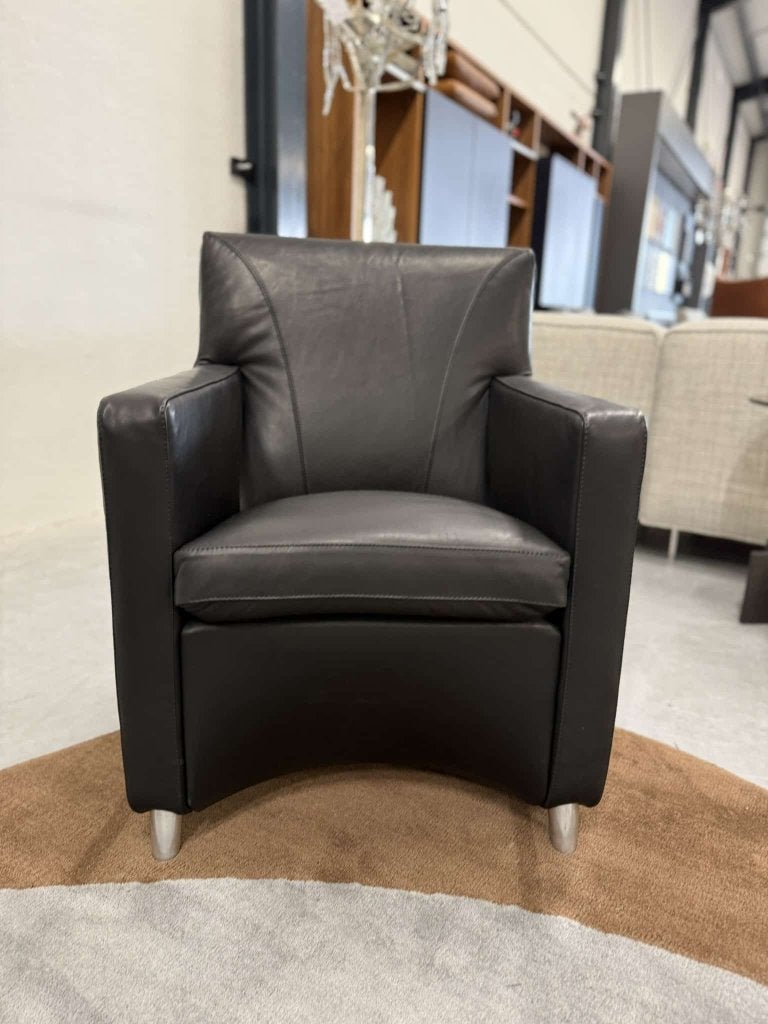 Nieuw Leolux Dolcinea Fauteuil zwart leer design stoel