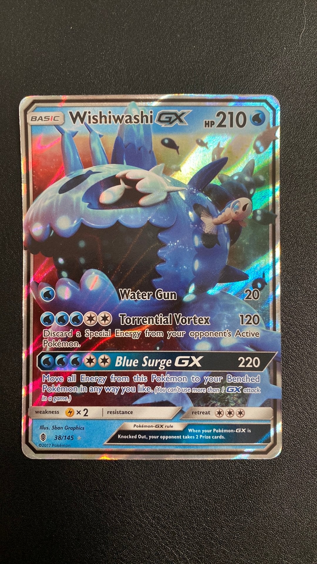 Pokemon wishiwashi gx 38/145, Ophalen of Verzenden, Gebruikt, Losse kaart