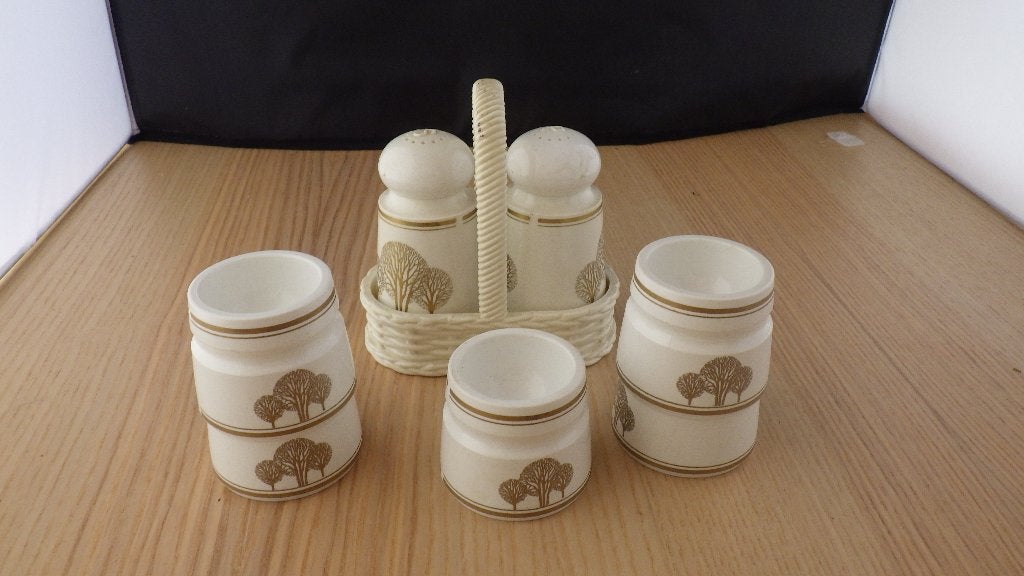 retro peper- zoutstelletje en eierdopjes, Verzamelen, Ophalen of Verzenden, Huis en Inrichting