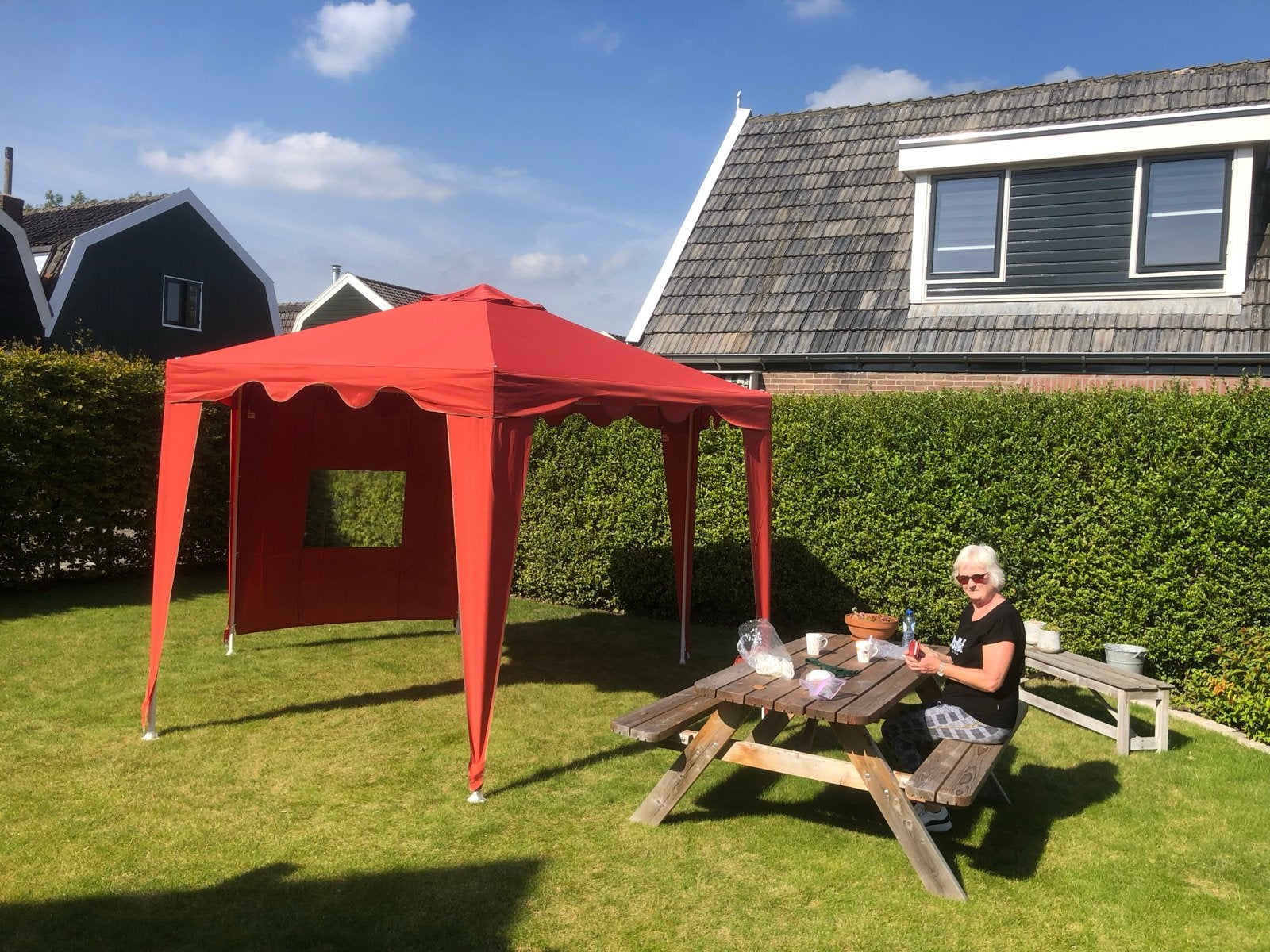Zeskantige Partytent met Zijkanten - Ø 450cm, Gebruikt, Partytent, 4 tot 6 meter, 2 meter of meer