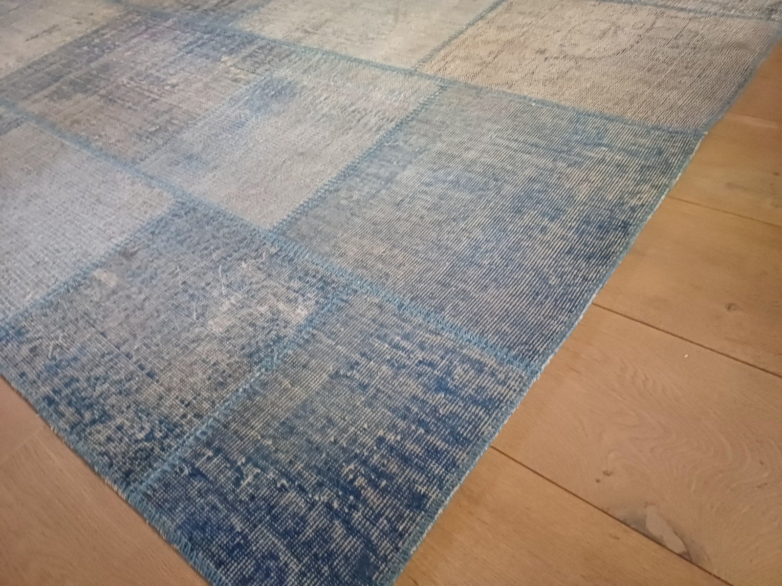 IKEA SILKEBORG Vloerkleed - Blauw/Grijs Patchwork, Ophalen, Gebruikt, 150 tot 200 cm, 200 cm of meer